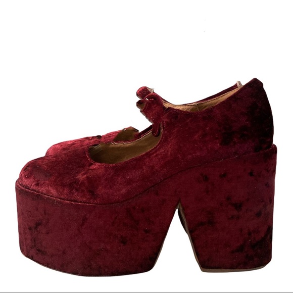 Jeffrey Campbell Shoes - Jeffrey Campbell • Naya • Wine/Velvet• Vintage Inspired Platforms •Size 7